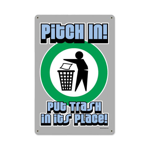 Pitch In Metal Sign Wall Decor 12 x 18