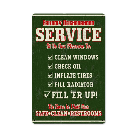 Friendly Service Metal Sign Wall Decor 12 x 18