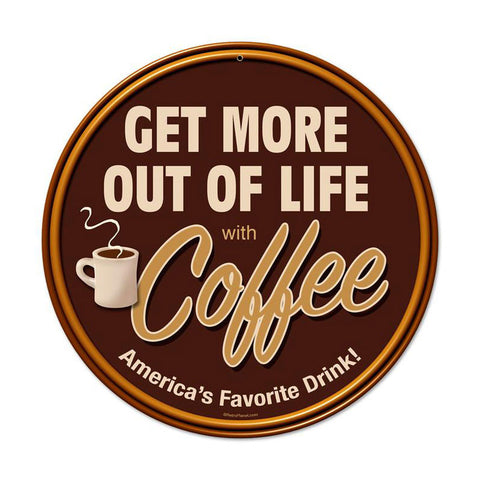 Get More Coffee Metal Sign Wall Decor 14 x 14