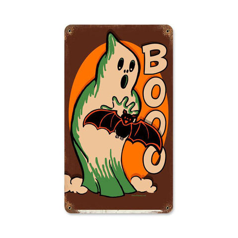 Halloween Ghost Metal Sign Wall Decor 8 x 14