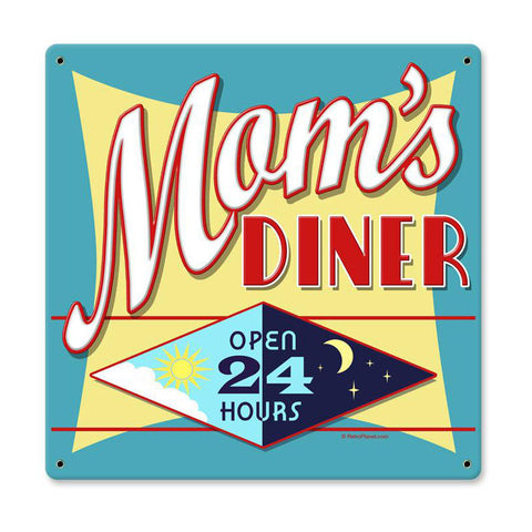 Mom's Diner Metal Sign Wall Decor 12 x 12