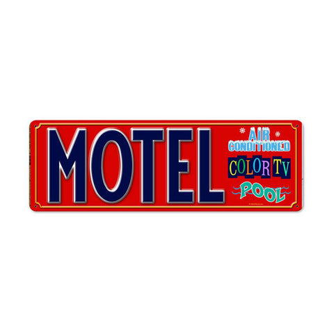 Motel Metal Sign Wall Decor 8 x 24