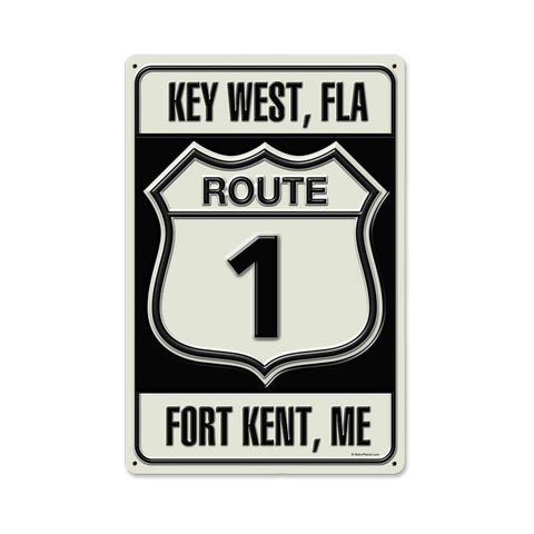 Route 1 Metal Sign Wall Decor 18 x 12