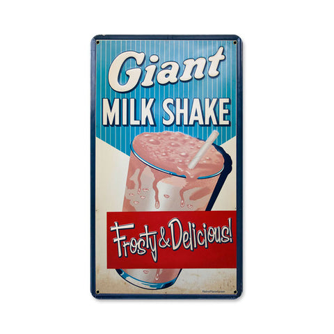 Milk Shake Metal Sign Wall Decor 8 x 14