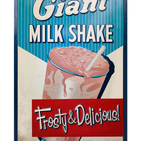 Milk Shake Metal Sign Wall Decor 16 x 24