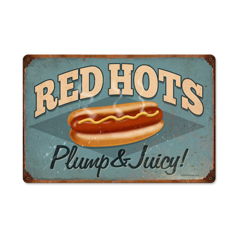 Red Hots Metal Sign Wall Decor 18 x 12
