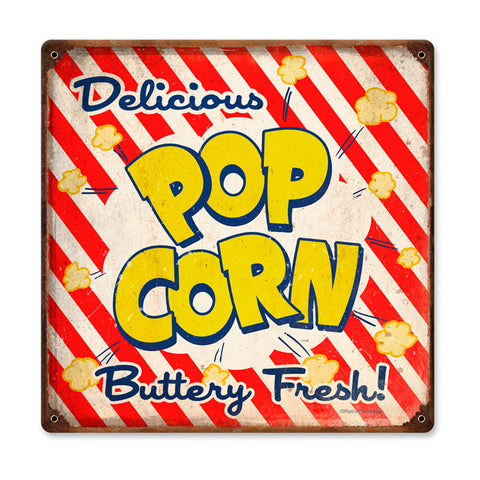 Pop Corn Metal Sign Wall Decor 12 x 12