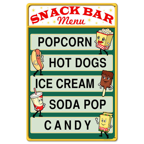 Snack Bar Metal Sign Wall Decor 16 x 24