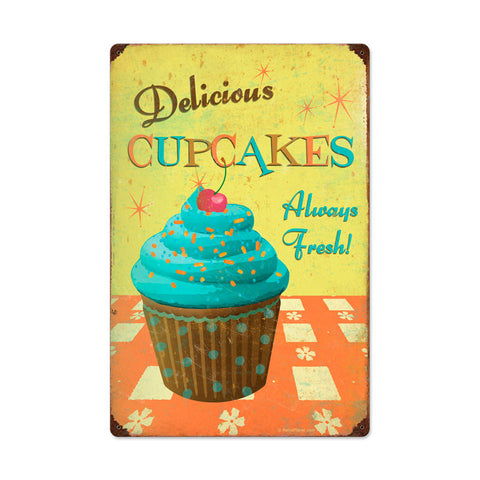 Cupcake Delicious Metal Sign Wall Decor 16 x 24