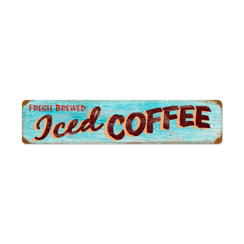 Iced Coffee Metal Sign Wall Decor 28 x 6