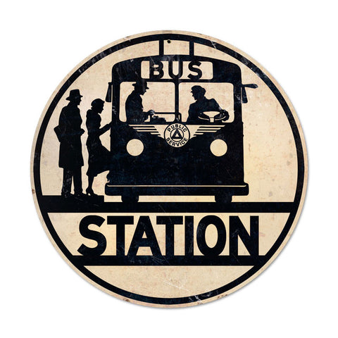 Bus Stop Metal Sign Wall Decor 14 x 14