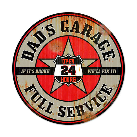 Dads Garage Metal Sign Wall Decor 14 x 14