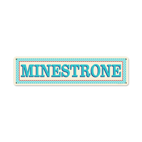 Blue Minestrone Metal Sign Wall Decor 20 x 5