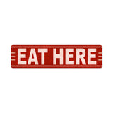 Eat Here Metal Sign Wall Decor 20 x 5