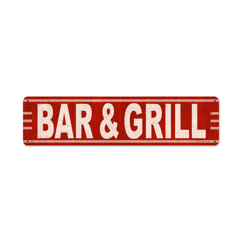 Bar Grill Metal Sign Wall Decor 20 x 5