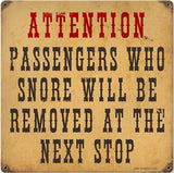 Vintage Passengers Who Snore Railroad Sign 12x12