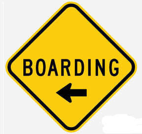 RR-6 Boarding- To Left Railroad Sign