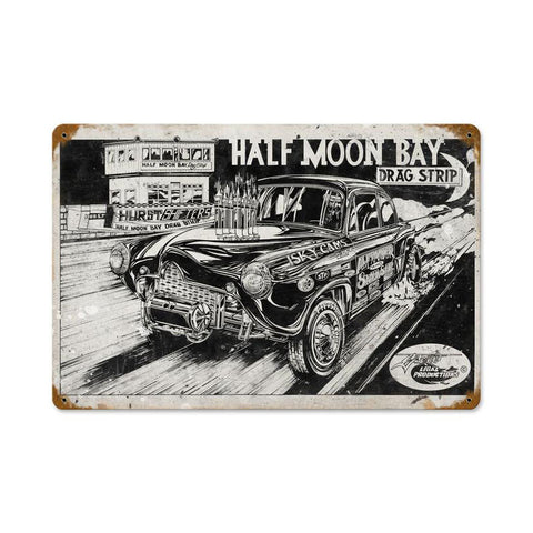 Half Moon Bay Drag Strip Metal Sign Wall Decor 12 x 18
