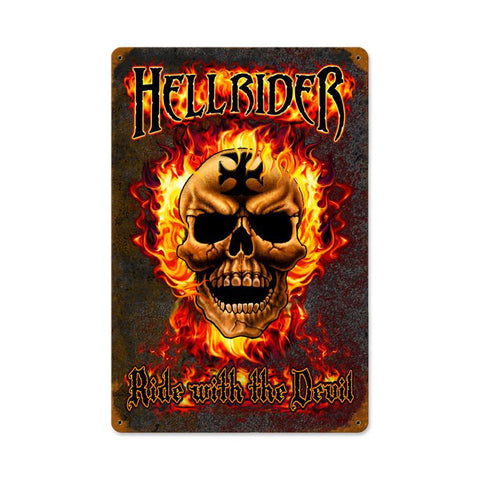 Hell Rider Metal Sign Wall Decor 12 x 18