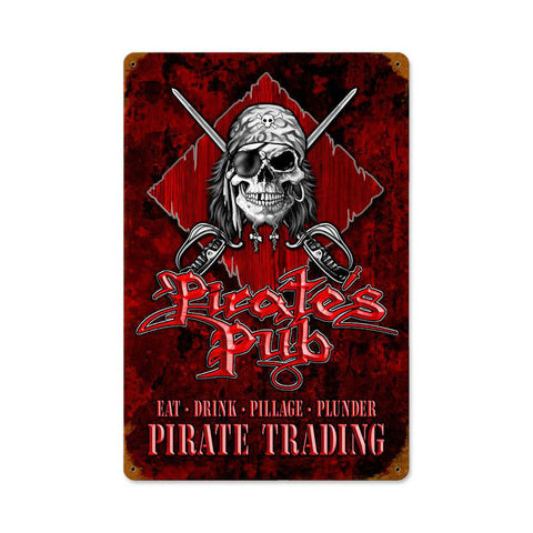 Pirates Pub Metal Sign Wall Decor 12 x 18