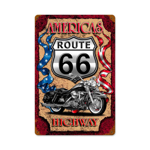 America Highway Metal Sign Wall Decor 12 x 18