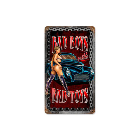 Bad Boys with Toys Metal Sign Wall Decor 8 x 14