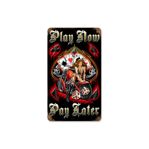 Play Now Metal Sign Wall Decor 8 x 14