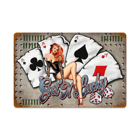 Get N Lucky Metal Sign Wall Decor 12 x 18