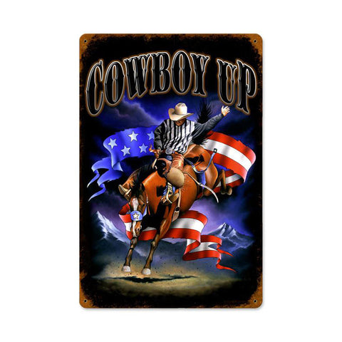 Cowboy Up Metal Sign Wall Decor 12 x 18