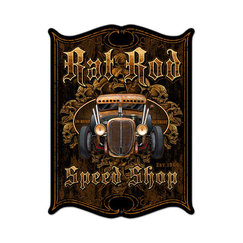 Rat Rod Metal Sign Wall Decor 14 x 19