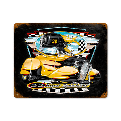 Bee Gee Roadster Metal Sign Wall Decor 14 x 11