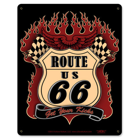 Route 66 Kicks Metal Sign Wall Decor 12 x 15