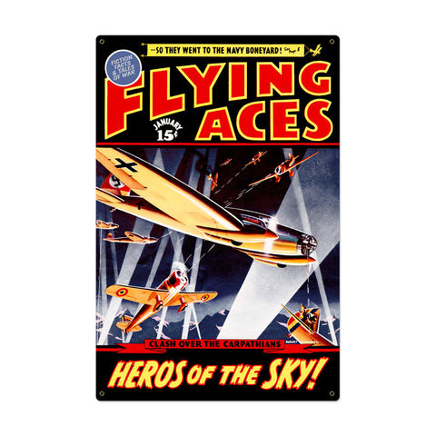 Flying Aces Metal Sign Wall Decor 24 x 36