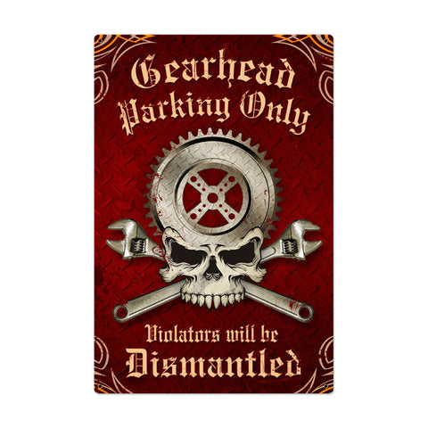 Gearhead Parking Metal Sign Wall Decor 24 x 36