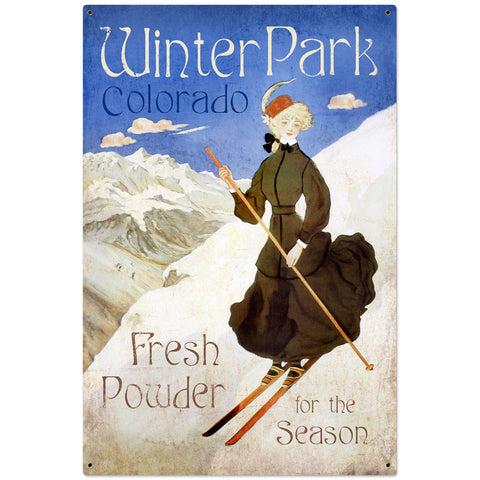Ski Winter Park Metal Sign Wall Decor 24 x 36