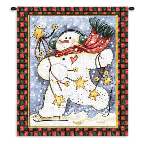 Dancing Snowman Wall Tapestry With Rod