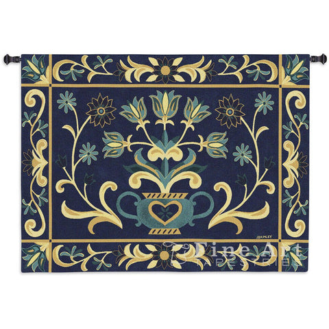 Heritage Floral Blue Yel Wall Tapestry
