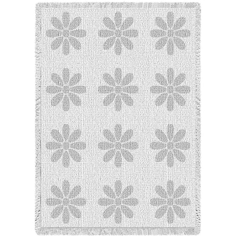 Flowers White Natural Small Blanket