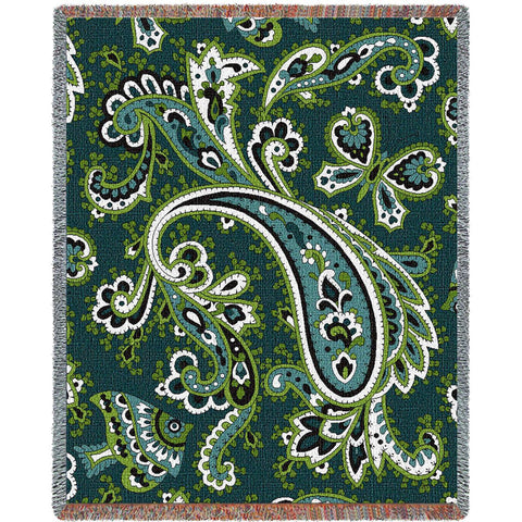 Paisley Teal Tapestry Blanket