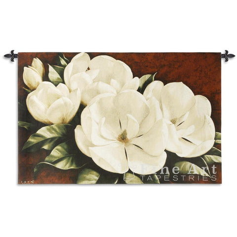Magnolia Crimson Cotton Wall Tapestry