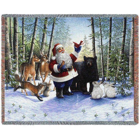 Santa In The Forest Blanket