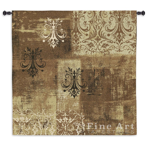Abstract Damask Flax Square Wall Tapestry