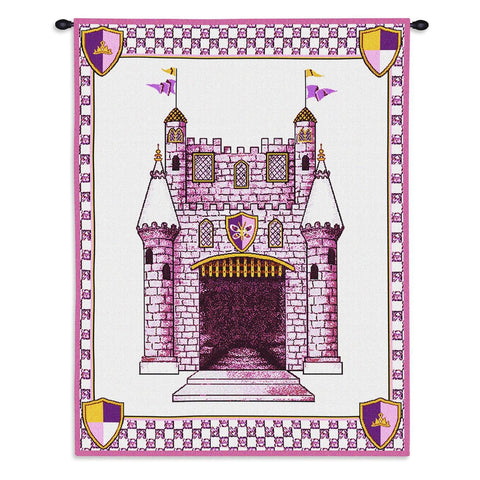 Castle Pink Wall Tapestry With Rod