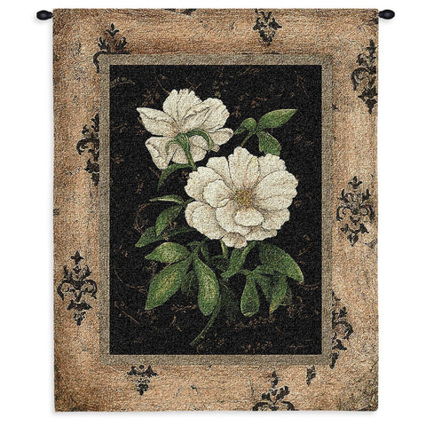 Silver Peony Wall Tapestry