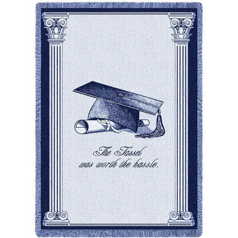 Graduate No Year Navy Blanket