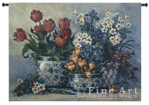 Spring Garden In Blue Wall Tapestry