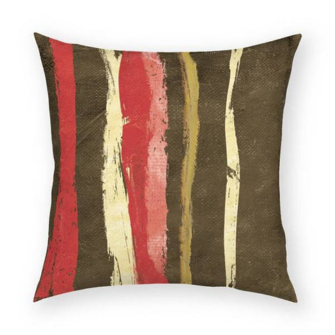 Crimson & Cocoa Stripes 2 Pillow 18x18