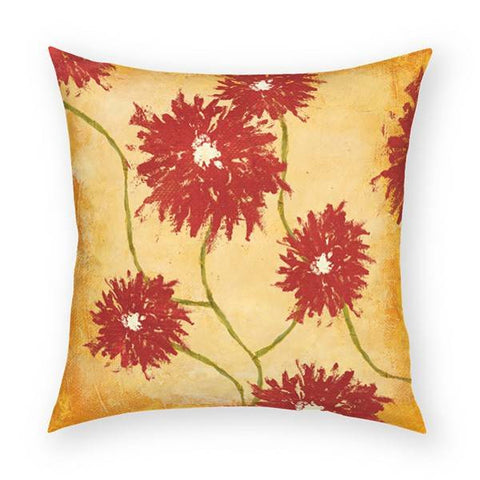 Crimson Flowers 3 Pillow 18x18