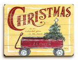 0003-0944-Christmas Wagon Wood Sign 9x12 (23cm x 31cm) Solid