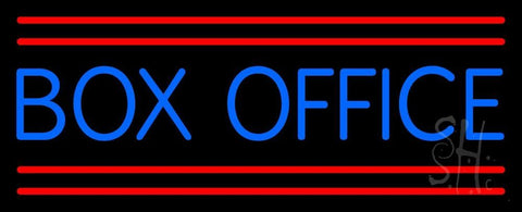 Blue Box Office Red Double Lines Neon Sign 13